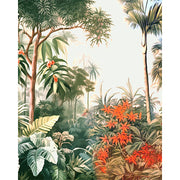 Tropical Dawn Canopy glass film pattern in green, orange and brown, full design view